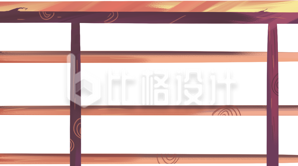手绘卡通护栏栏杆插画