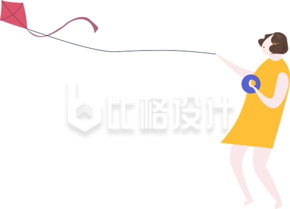 放风筝的小女孩