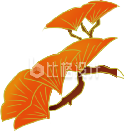 手绘国潮风松树