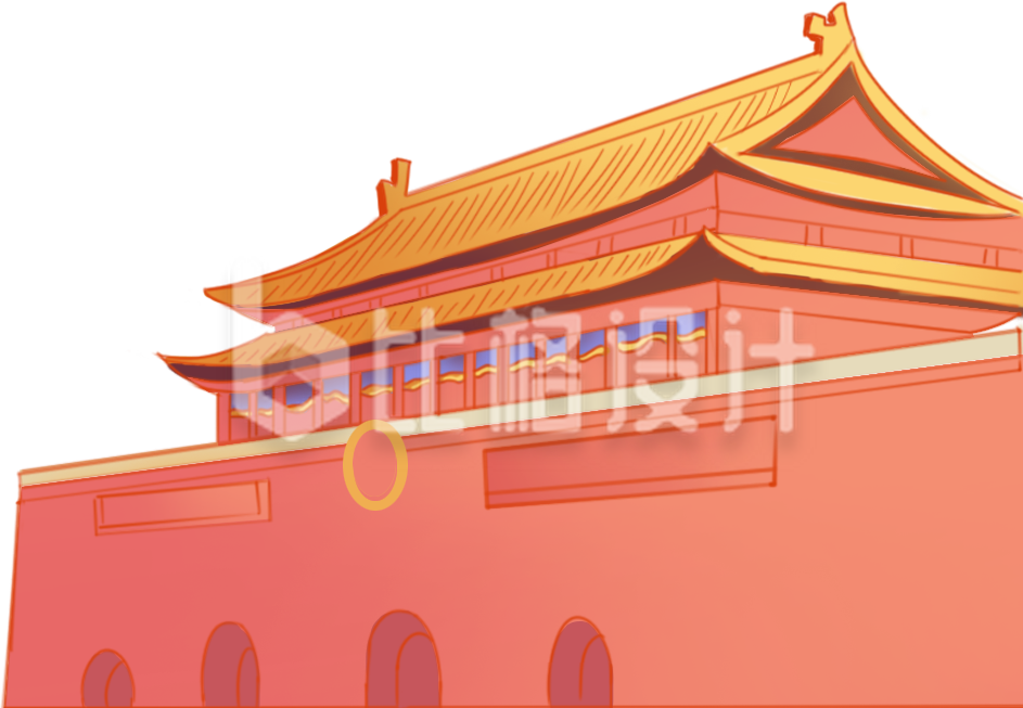 手绘国潮风天安门