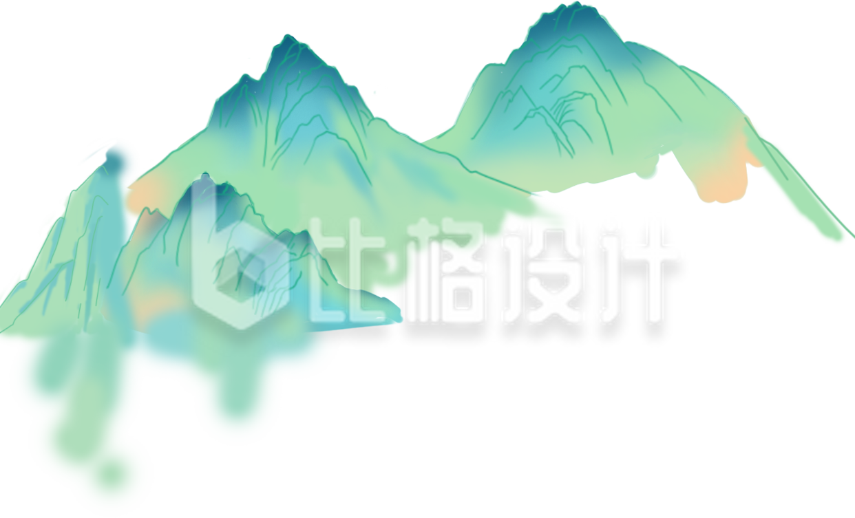 手绘国潮风山脉