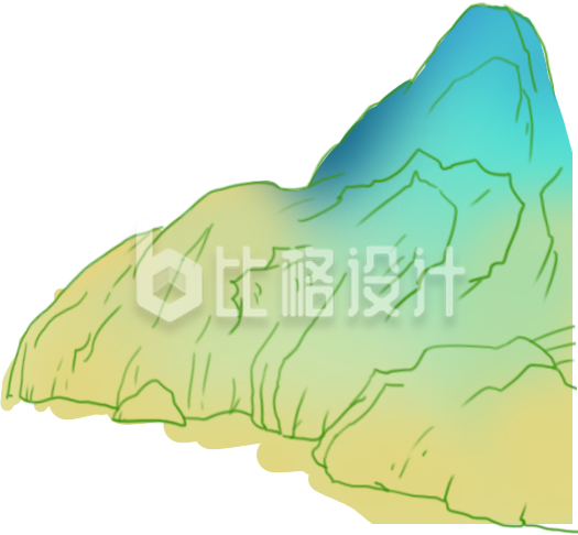 手绘国潮风山石