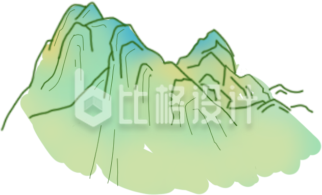 手绘国潮风山石