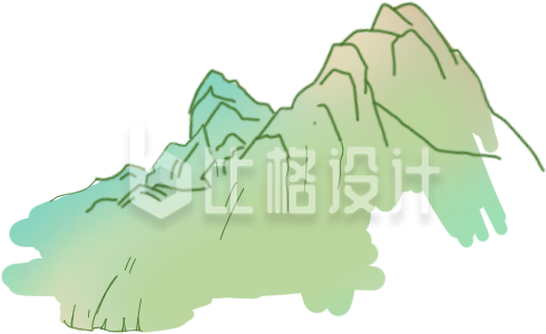 手绘国潮风山石