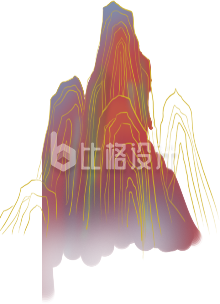 手绘国潮风山脉