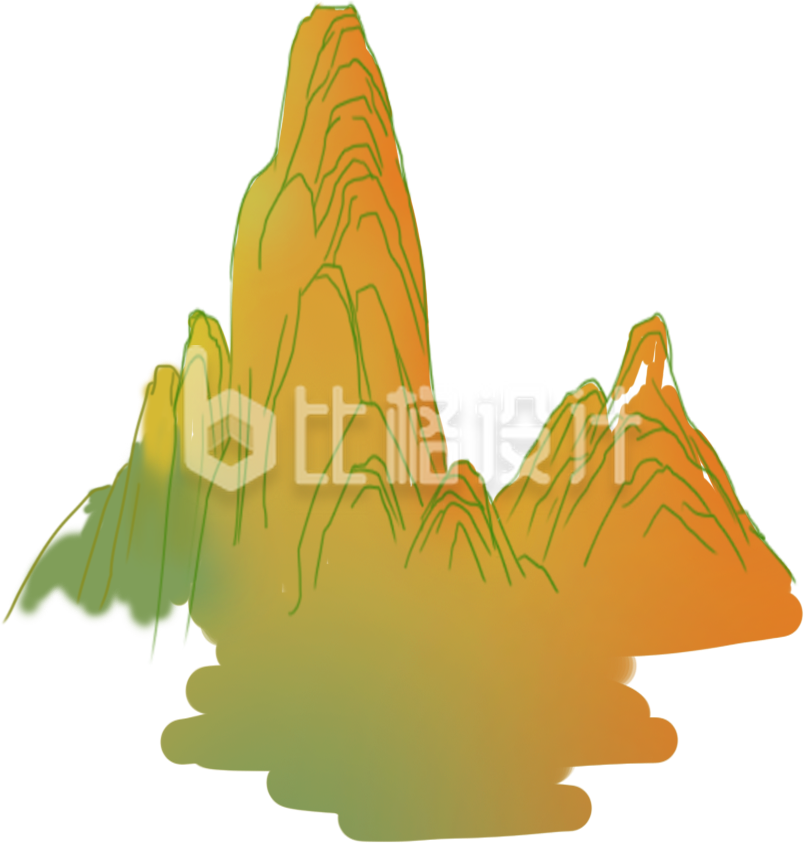 手绘国潮风山脉