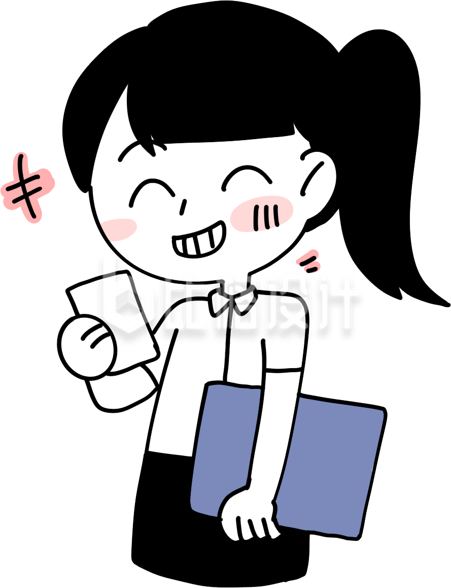 拿手机傻笑的小女生