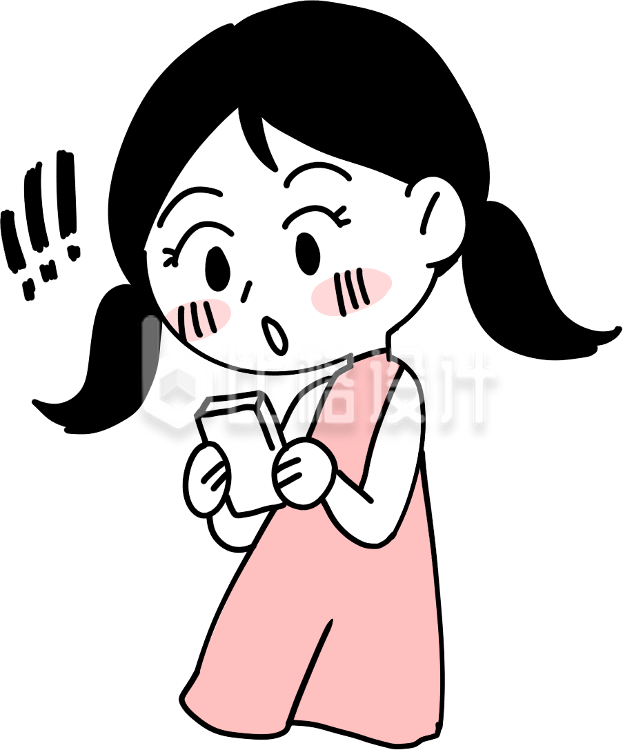 拿手机惊讶的小女生