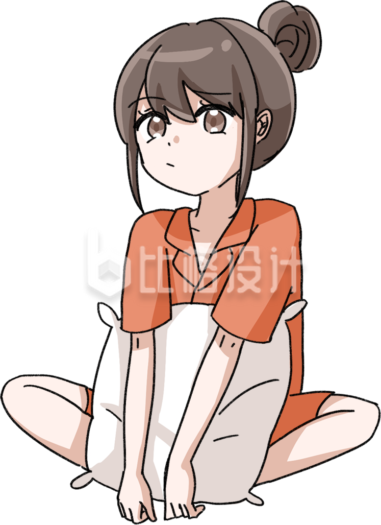 抱枕头的小姑娘