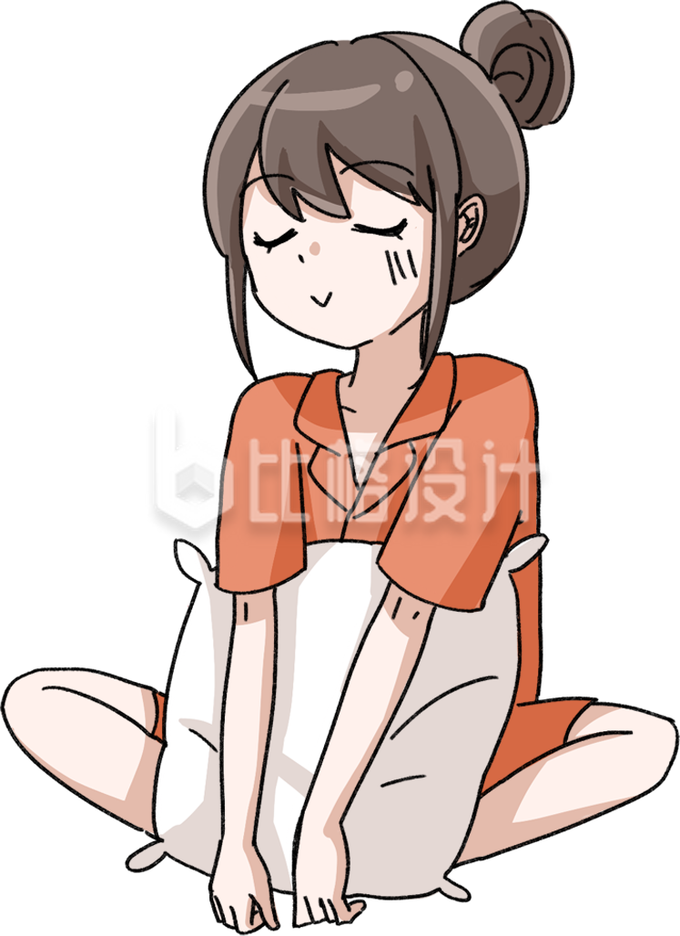 抱枕头的小姑娘