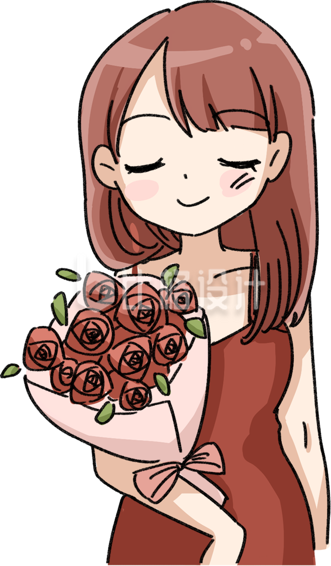 抱花的小姑娘