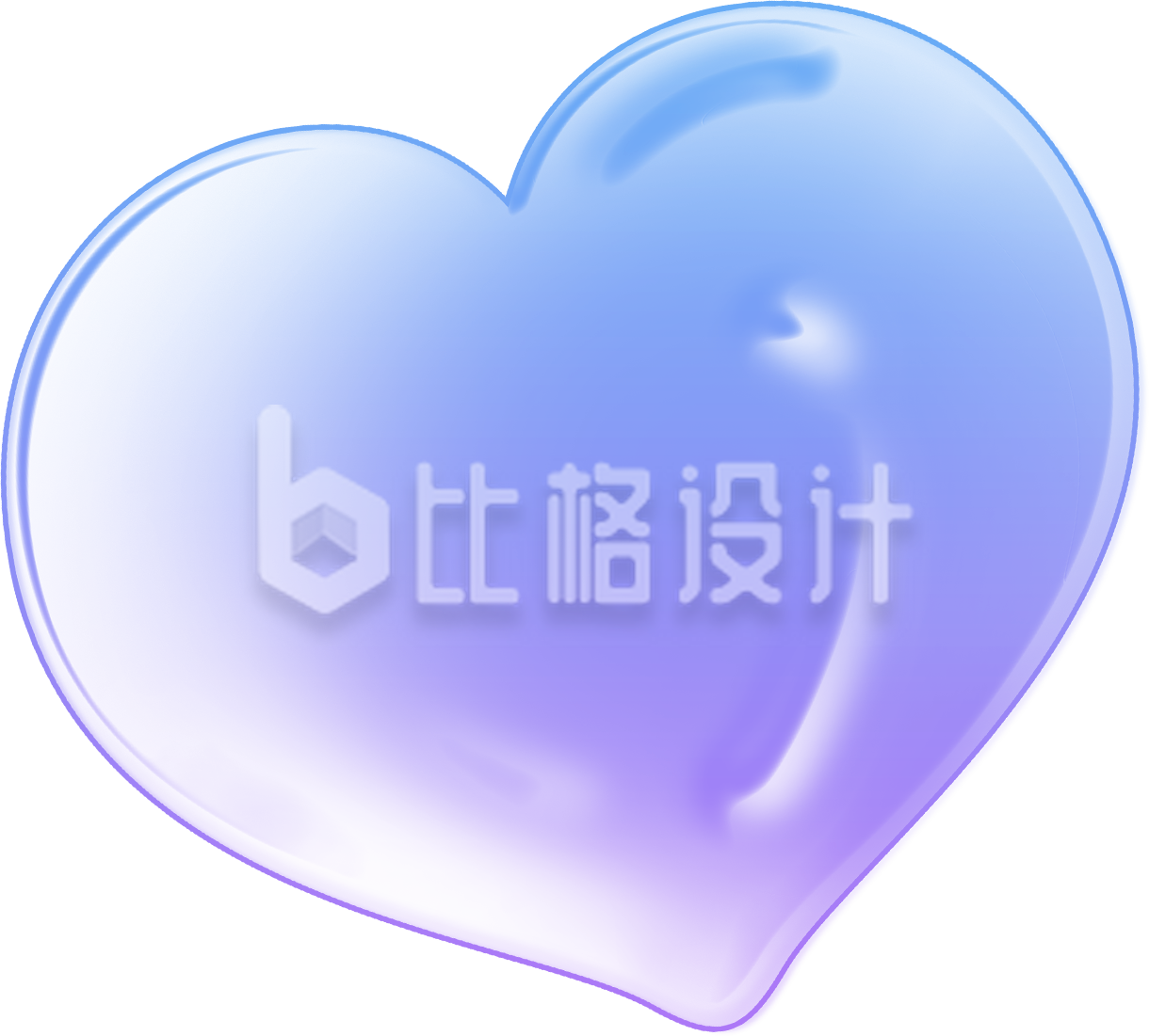 蓝紫渐变玻璃爱心