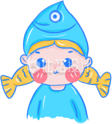 可爱的双鱼座插画