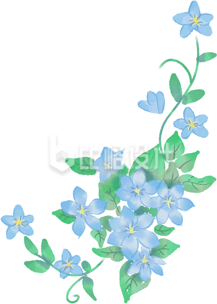 清新手绘蓝花绿叶装饰素材 增添自然气息 清新手绘蓝花绿叶装饰素材 增添自然气息