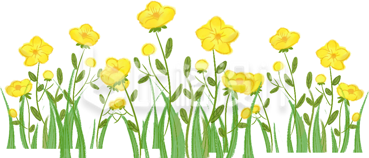 黄色花朵小草装饰画 清新自然风素材