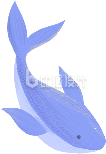 蓝色海洋动物插画 清新风格的宣传物料