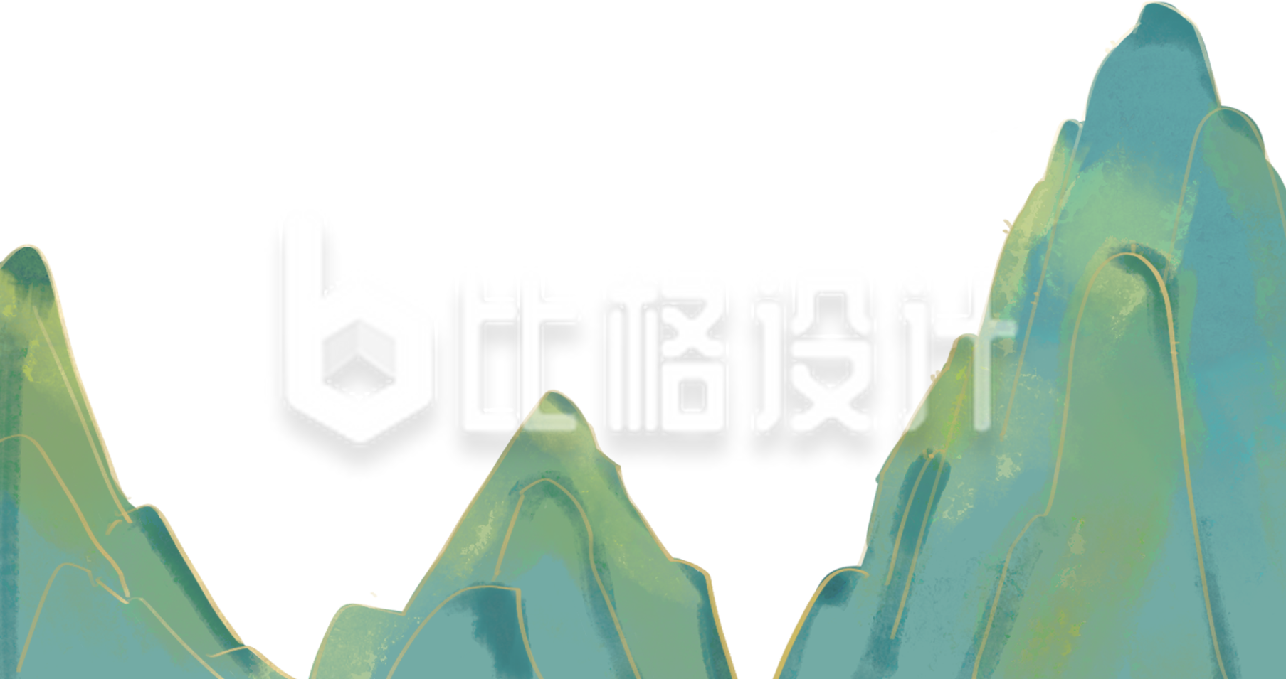 水墨风格的群山插画 可作多种宣传物料