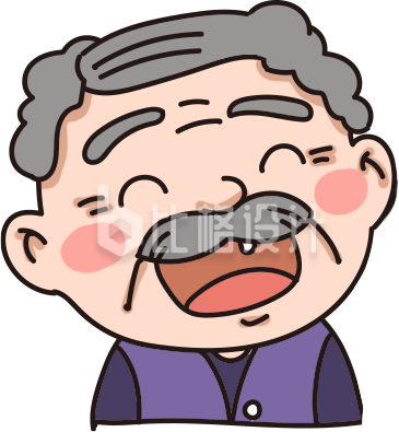 开怀大笑的老人形象趣味表情素材