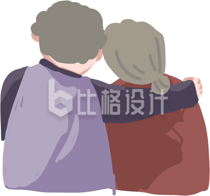 温馨老年伴侣插画，传递亲情温暖