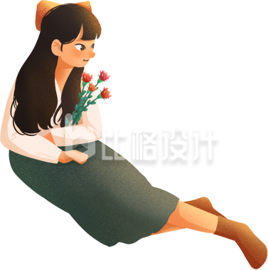手持鲜花的女孩形象宣传图