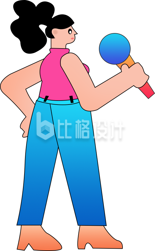 手持麦克风的时尚人物形象宣传物料图
