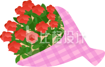 粉色格纹包装的红玫瑰鲜花束宣传图 粉色格纹包装的红玫瑰鲜花束宣传图
