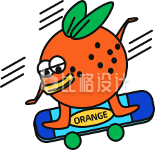 可爱橙子玩滑板 趣味水果形象超吸睛