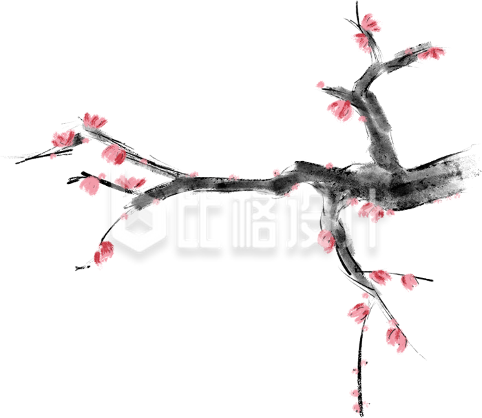 水墨风梅花枝图 尽显中式文艺之美