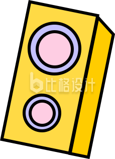 黄色双喇叭音箱卡通图 可爱家电宣传图