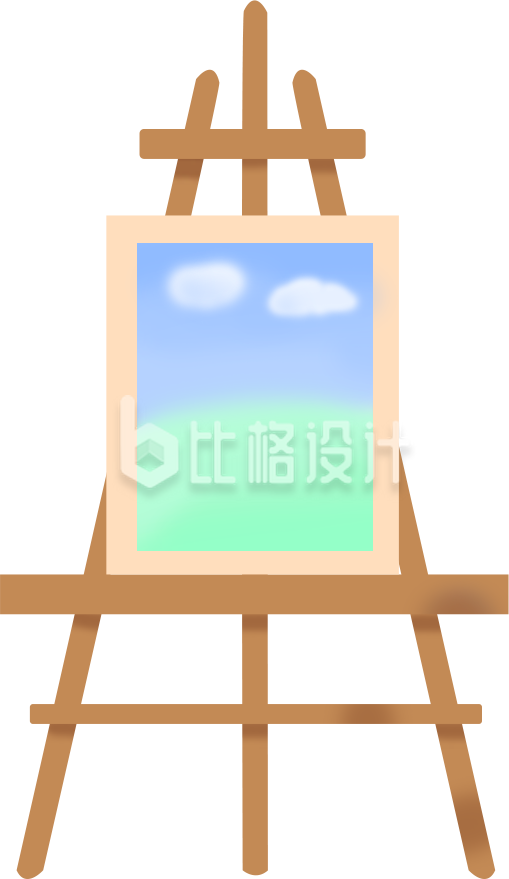 画架与画作组成的清新简约艺术展示图