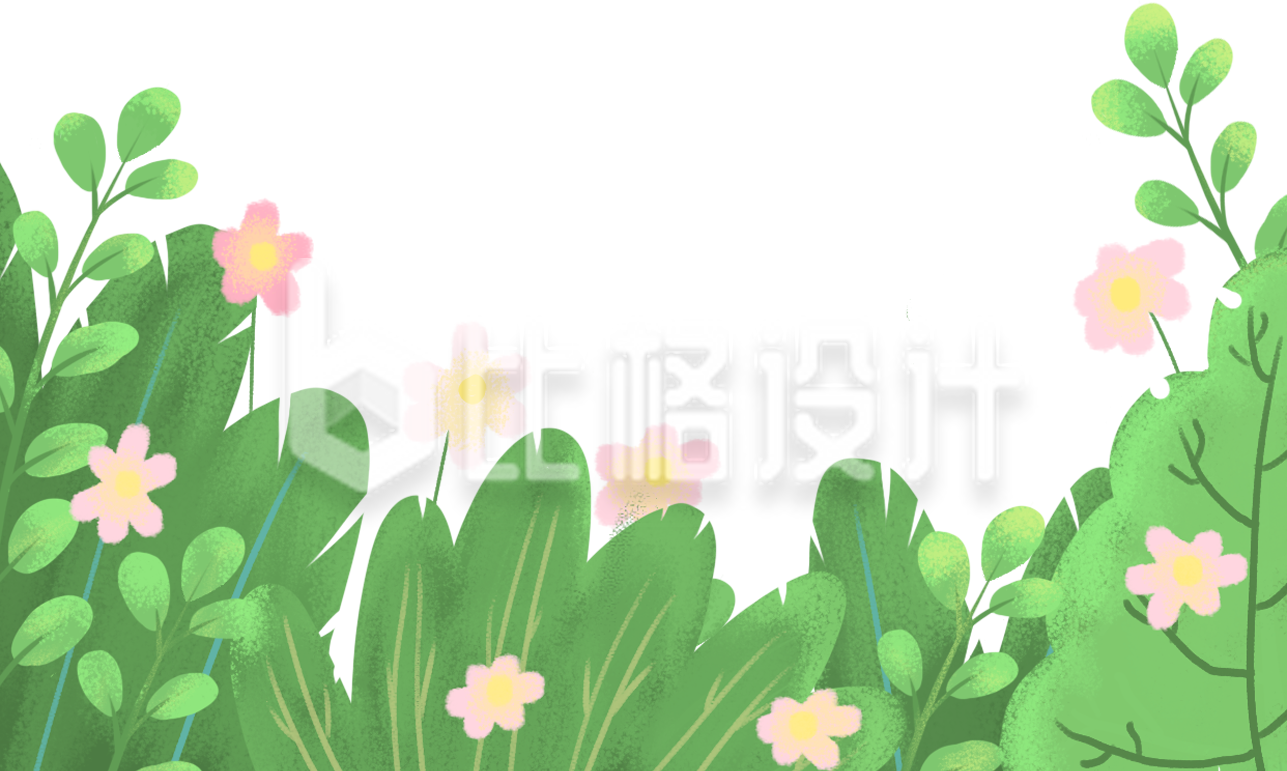 清新绿叶粉花装饰图 适合多种宣传物料