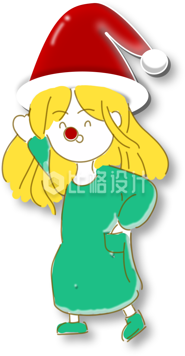 戴着圣诞帽的可爱女孩形象宣传物料
