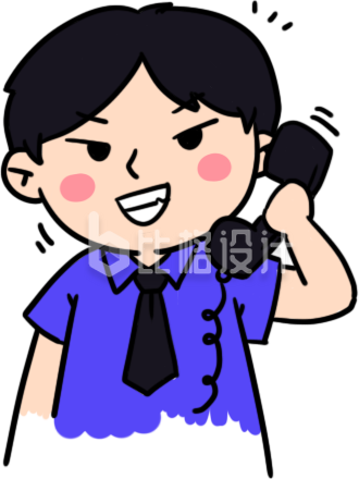 穿制服打电话的人物形象卡通图