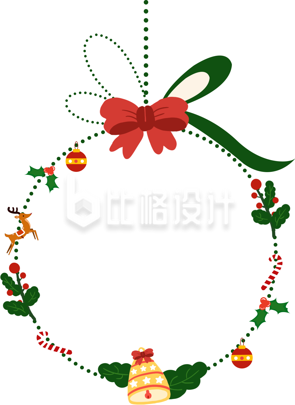圣诞装饰花环，可爱风格的节日氛围物料