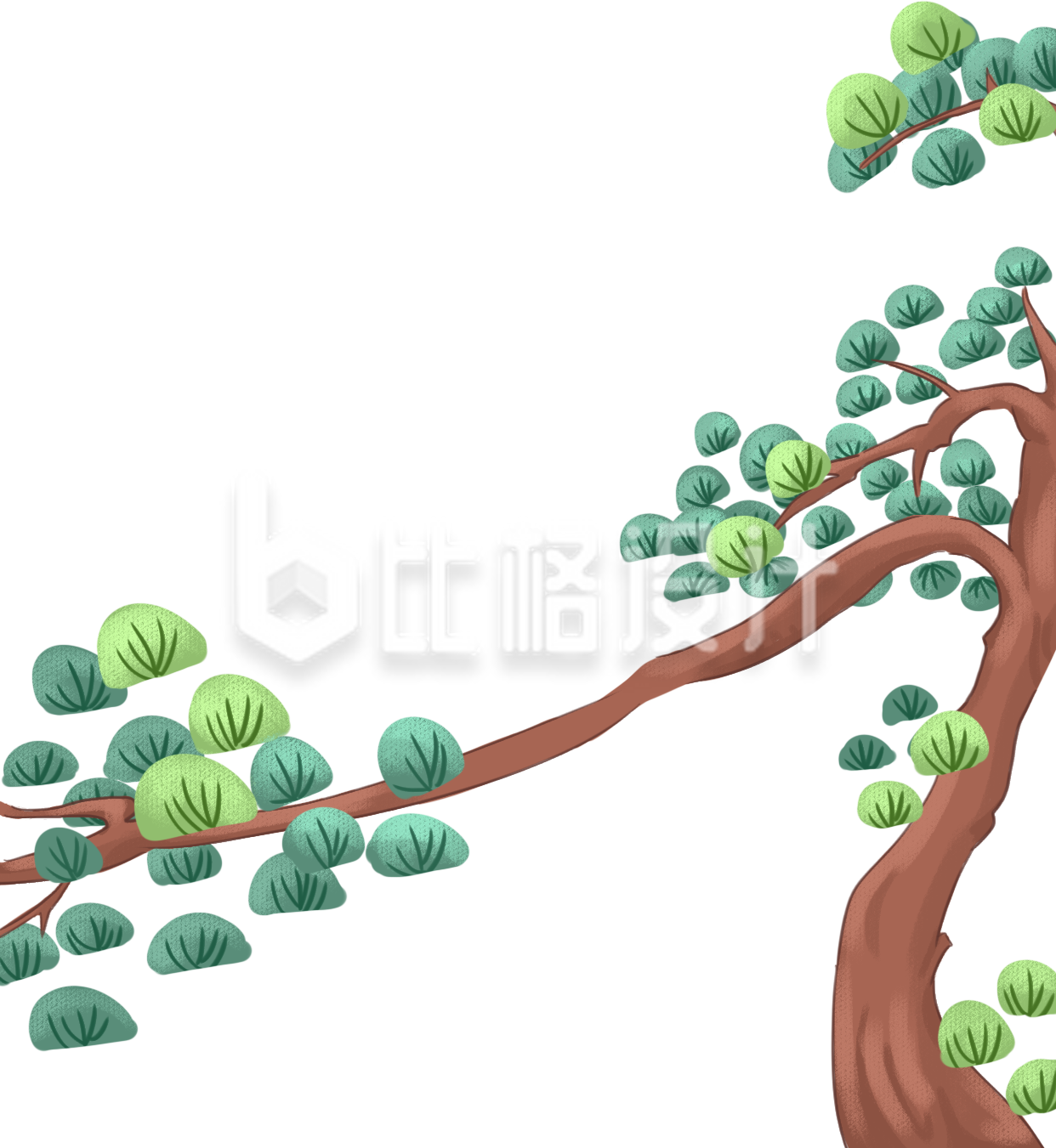 翠绿树叶装饰素材，为设计增添自然气息