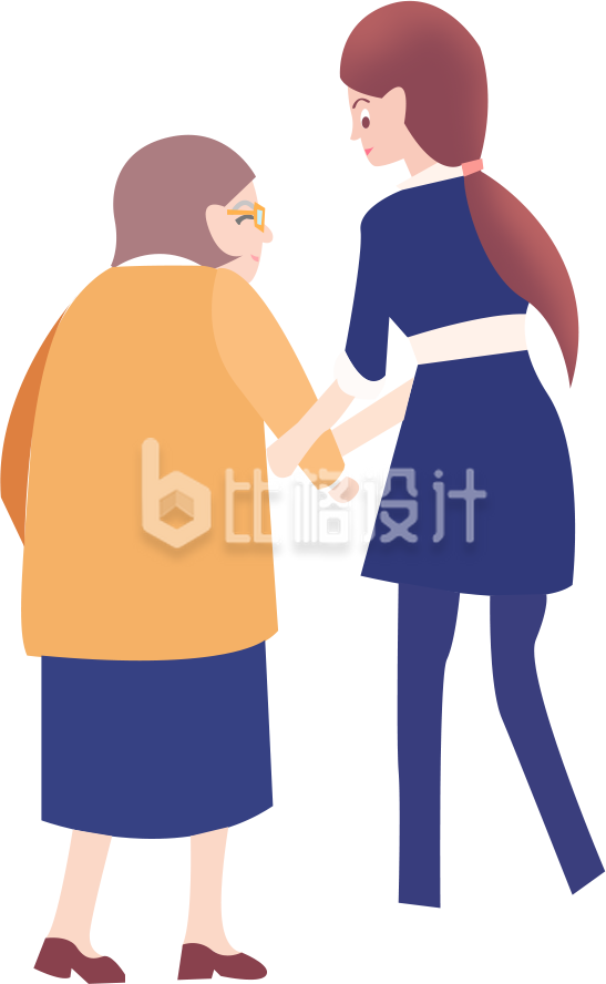 女子贴心搀扶老人 展现关爱服务场景