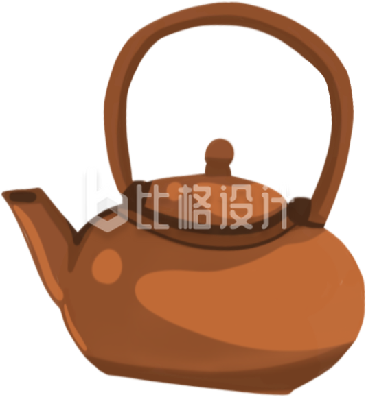 古朴茶壶插画，中式风格的餐饮物料图