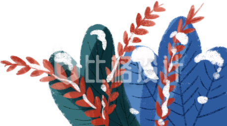 红蓝绿植插画 适合冬至节气宣传的素材