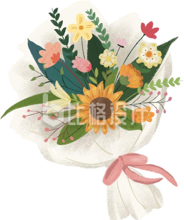 多彩鲜花束插画 适合母亲节宣传物料