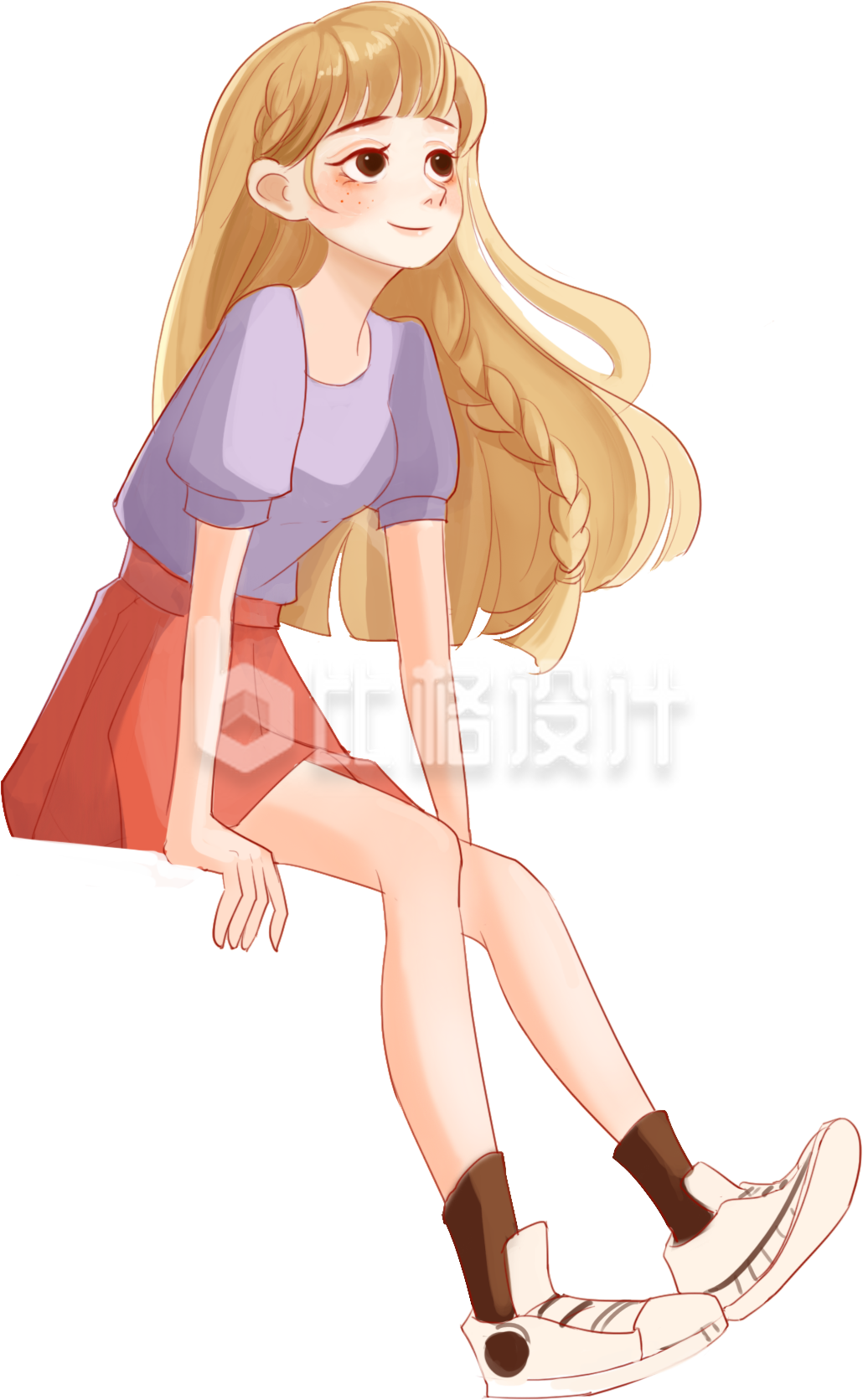 可爱女孩坐姿插画 适合服饰箱包宣传物料 可爱女孩坐姿插画 适合服饰箱包宣传物料