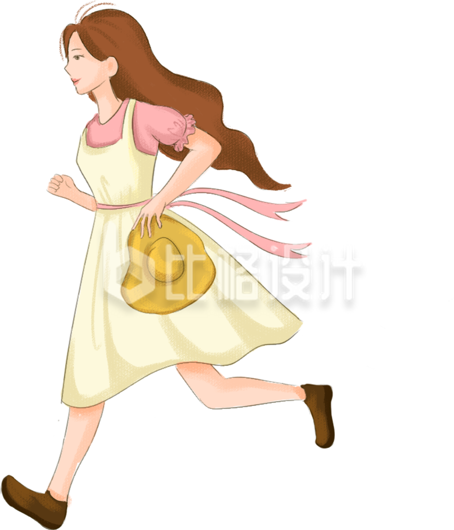 身着清新裙装的运动女孩形象宣传插画