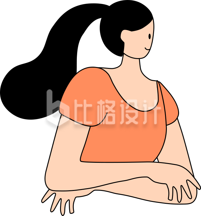 橙色上衣女子形象 简约人物插画宣传图 橙色上衣女子形象 简约人物插画宣传图