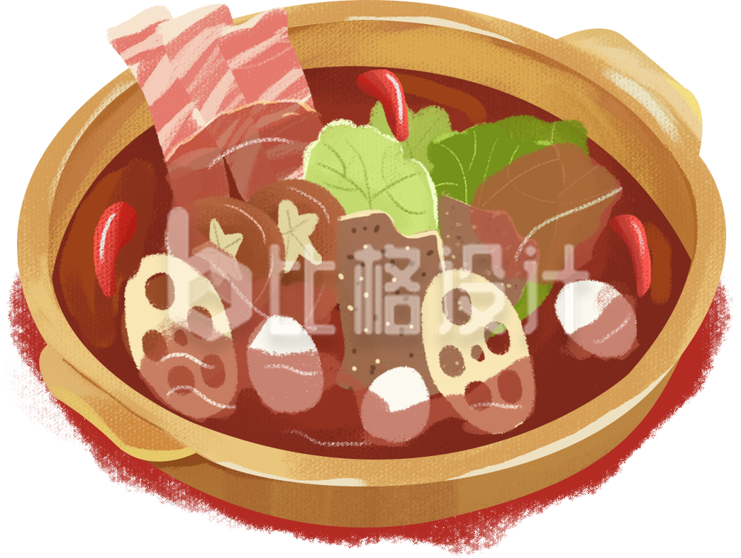 美味火锅插画，诱人美食宣传物料来袭