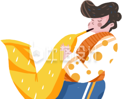 吹号的小男生插画