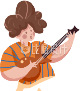 弹吉他的小男生插画