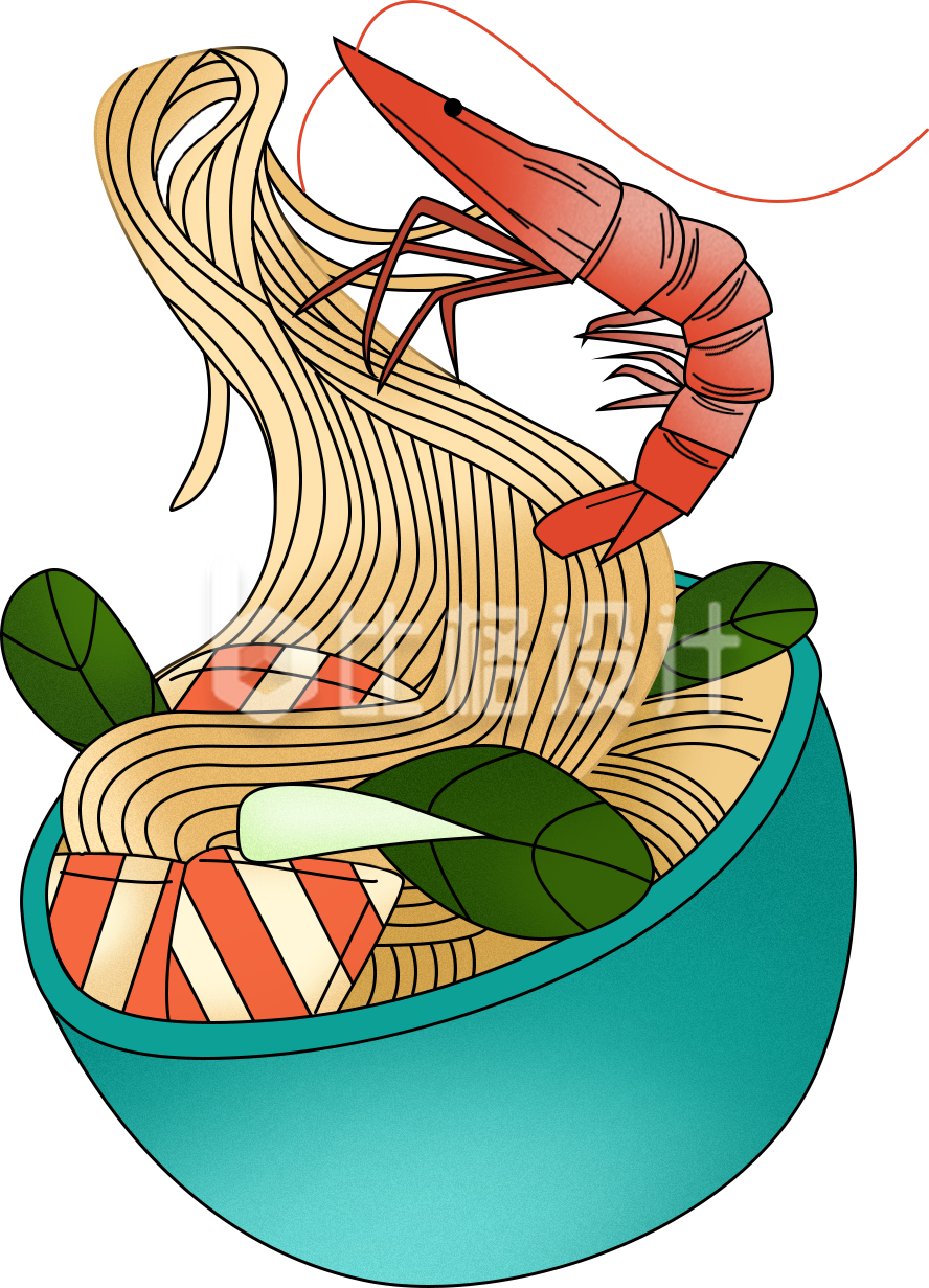 面条虾插画