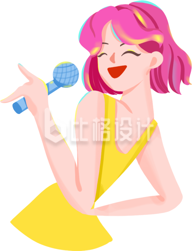 唱歌漂亮的女生插画