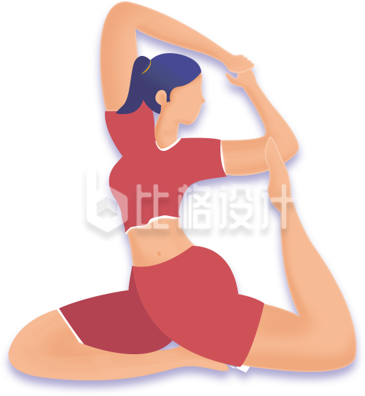 锻炼瑜伽的小姐姐插画手绘