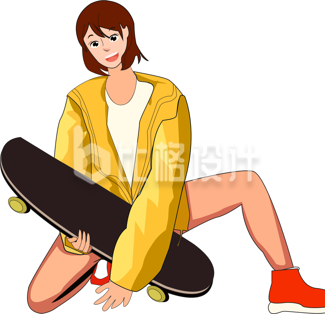 滑板可爱的小姑娘