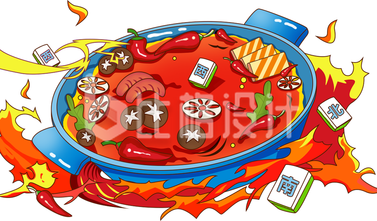 火锅美食插画手绘